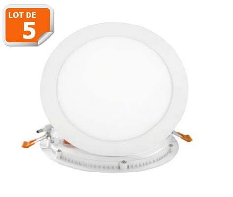 Lot De 5 Spot Encastrable Led Downlight Panel Extra Plat 24w Blanc