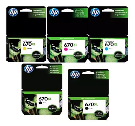 Kit 5 Cartucho Hp 670xl 2 Preto C m y Originais Frete grátis