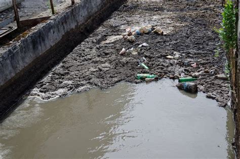 Urban Sewage Water And Garbage Flow Course Bar Stock Image Image Of