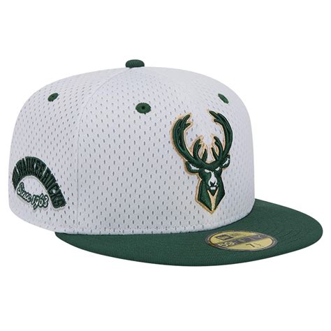 Men's Milwaukee Bucks New Era White/Hunter Green Throwback 2Tone ...