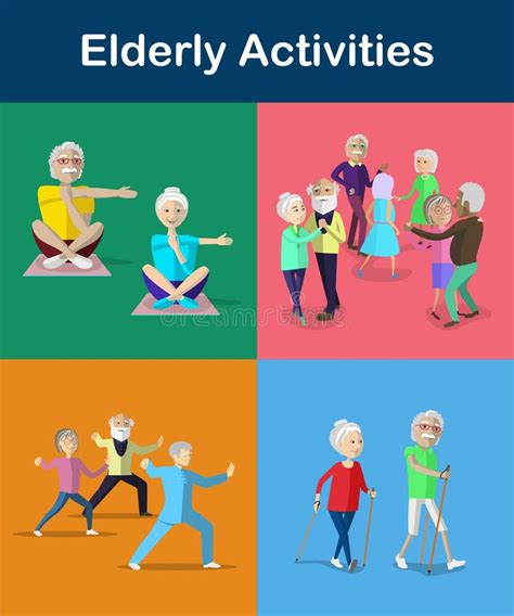 Recreation and Activities for Senior and Aging Adults. Lifestyle for Senior Stock Vector ...