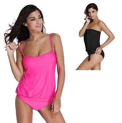 Women S Sexy Bandeau Tankini With Briefs Piece Swimsuit Bikini Swimwear Set Ebay