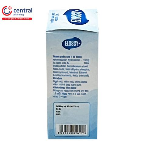 Thuốc nhỏ mũi người lớn Elossy+: điều trị nghẹt mũi, sổ mũi