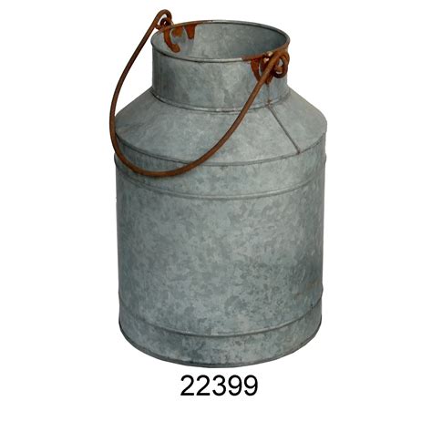 Galvanized Metal Rustic Milk Can With Handle Garden Water Pitcher For Home Decoration Milk Can