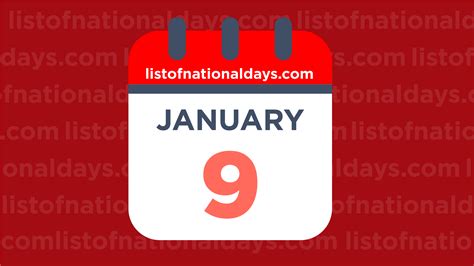 JANUARY 9TH: National Holidays,Observances & Famous Birthdays