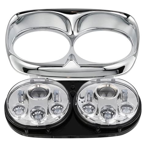 Doxmall 2004 2013 Road Glide Dual Led Headlight Kit Chrome Motorcycle Sealed Beam Headlight