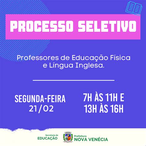 Secretaria De Educação Abre Inscrição Para Processo Seletivo