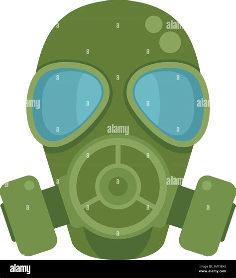 Military Gas Mask Icon Flat Vector Toxic Army Respirator Air Isolated