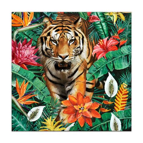 Bay Isle Home Panagia Tiger In The Jungle Wrapped Canvas Graphic Art