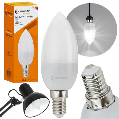 Żarówka Led E14 8w 4000k świeczka Vergionic Vergionic