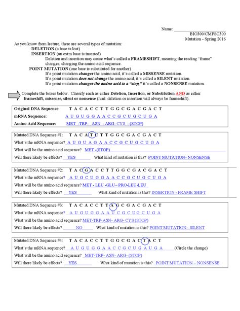 ESL Biology DNA Mutations Practice Worksheet Made By Teachers