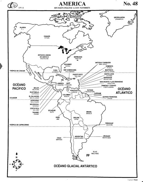 Mapa De América Con Nombres Y División Política Mapa De America Latina Mapa De America Mapa