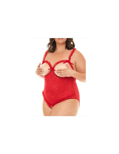 Body Lingerie Dentelle Amber Rouge Grande Taille