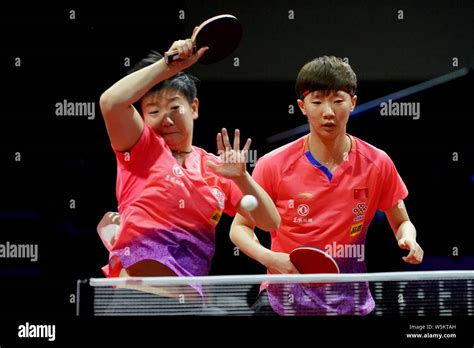 Sun Yingsha And Wang Manyu Of China Return A Shot To Kim Jin Hyang And