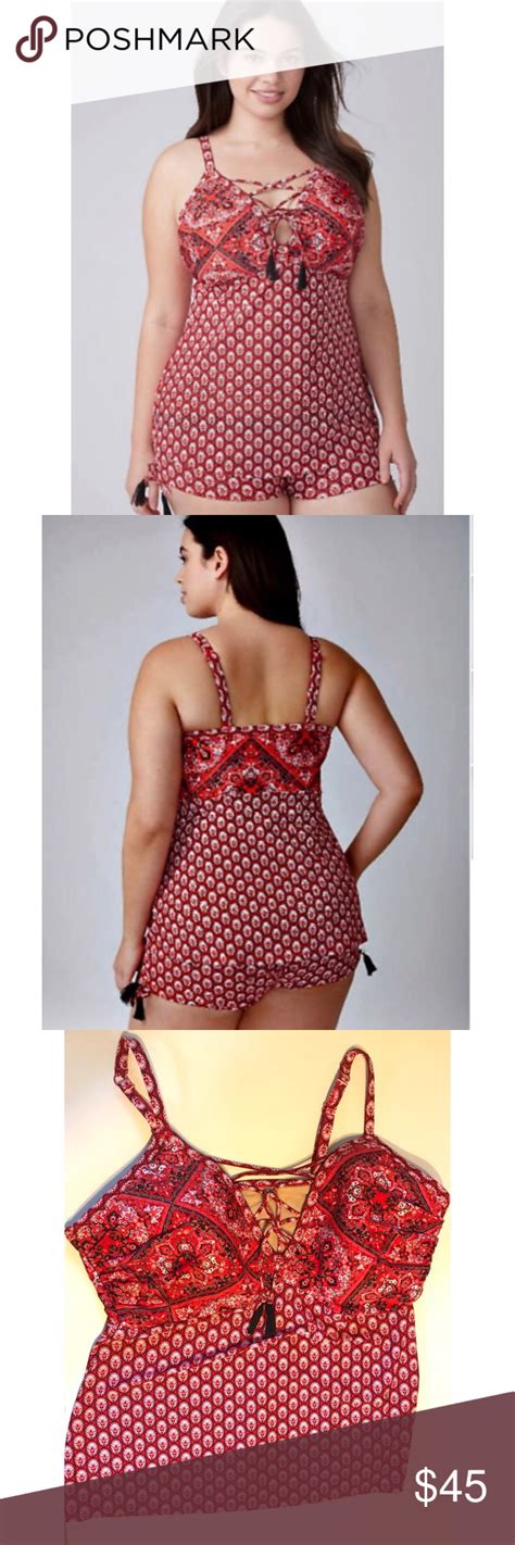 Swim By Cacique Red Tankini Top Red Tankini Top Red Tankini Tankini Top