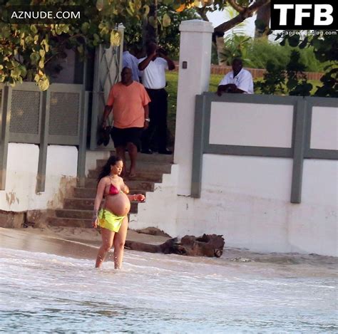 Rihanna Sexy Seen Flaunting Her Big Tits In A Bikini Top At The Beach In Barbados Aznude