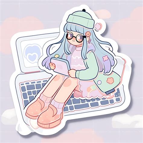 Premium AI Image | A Sticker of a Teenager Making Videos Anime S ...