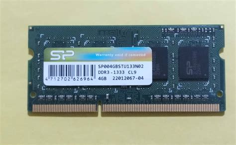 【目立った傷や汚れなし】m634【動作品】silicon Power Ddr3 1333 4gb×1枚【送料無料】pc3 10600 ノート