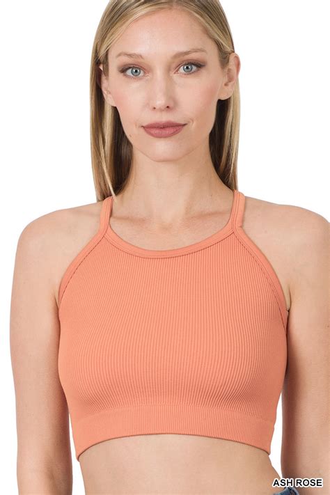 Zenana Women And Plus Ribbed Knit Cropped Cami Active Fitness Tank Top