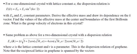 Solved For A One Dimensional Crystal With Lattice Constant Chegg