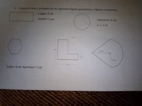 Calcula El Area Y Perimetro De Las Siguientes Figuras Geometricas Y Figuras Compuestas Brainly Lat