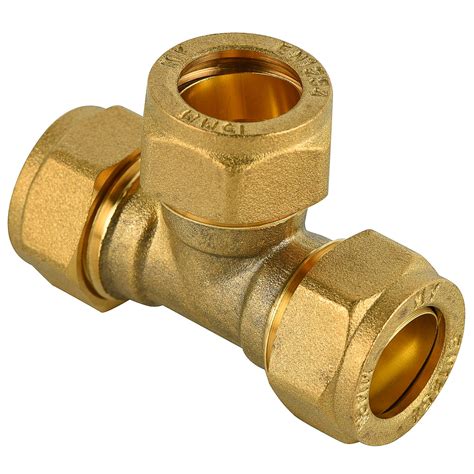 22mm X 22mm X 15mm Branch Reducing Tee Brass Compression Fittings For