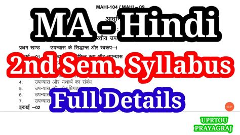 MA 2nd Sem Syllabus MA Hindi Syllabus Uprtou MA Hindi Syllabus