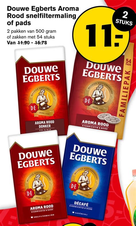 Douwe Egberts Aroma Rood Snelfiltermaling Of Pads Aanbieding Bij Hoogvliet