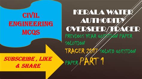 Kerala Water Authority Overseer Tracer Psc Previous Year Qns Solution