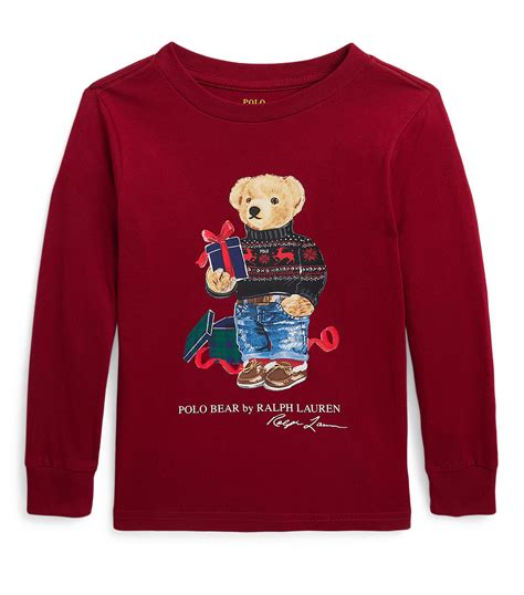 Polo Ralph Lauren Playera con Oso Polo en algodón Manga Larga Niño