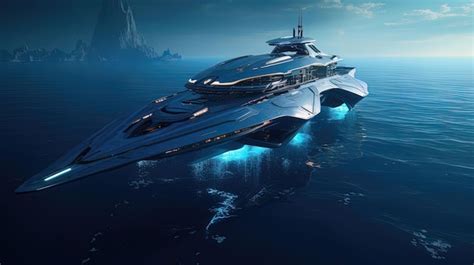 Premium AI Image | Nautical futuristic combat ship in the ocean