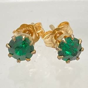 Green Stud Earrings 14K Gold Post - Etsy