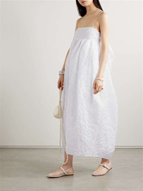 Cecilie Bahnsen Vilma Bow Embellished Matelassé Midi Dress Net A Porter