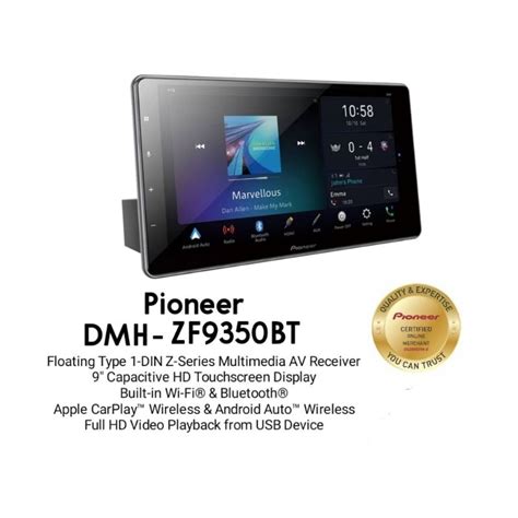 PIONEER DMH ZF9350BT 9 INCH HD CAPACITIVE FLOATING TOUCH SCREEN