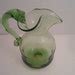 Vintage Hand Blown Green Art Glass Pitcher Crimped Top Pontil Etsy