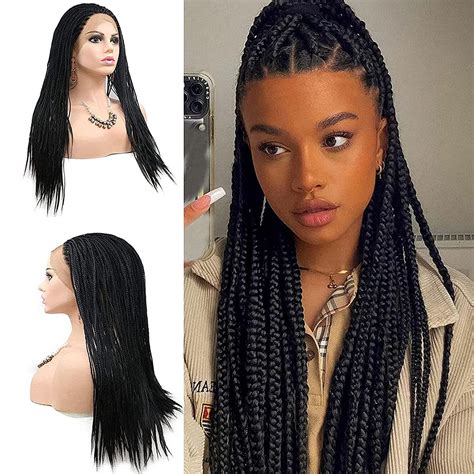 20 Black Micro Braids Wigs For Afro American Women 1b