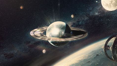 Saturn With Moons Wallpaper