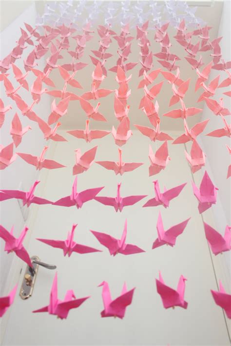 200 Cranes 10 Strings Strands 20 Cranes Each White Pink Rose Shades