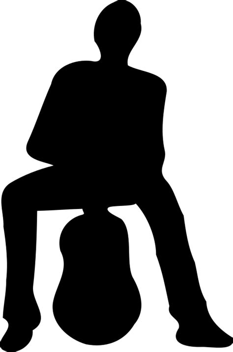 Silhouette of man and guitar - Openclipart