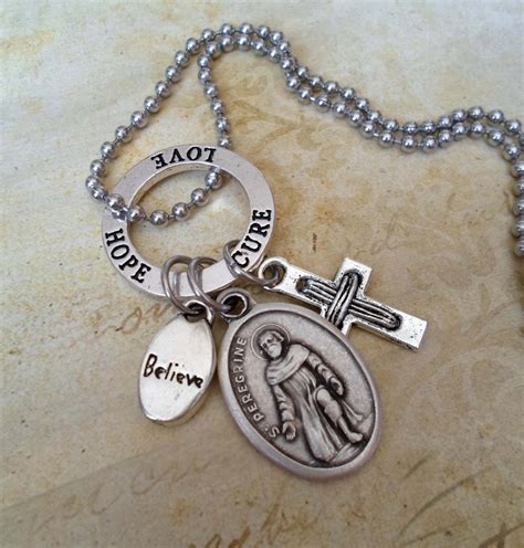 St Peregrine Charm Necklace Patron Saint Of By Marysprayers