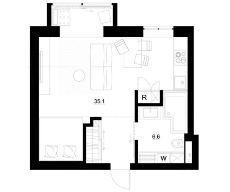 Киев: квартира 36 кв. м | Small space living, Floor plans, Design