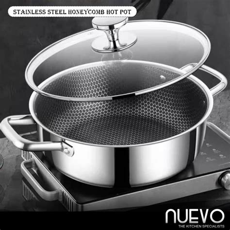 28CM 30CM Stainless Steel Honeycomb Hot Pot Hot Soup Pot Steam Stew And Braise Non Coated Non