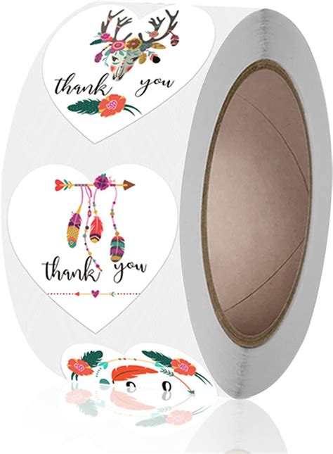 Love Heart Shaped Thank You Sticker Roll Business Sticker