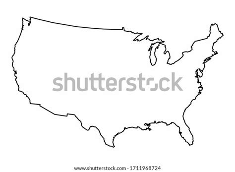 Usa Outline Map Isolated On White Stock Illustration 1711968724 ...