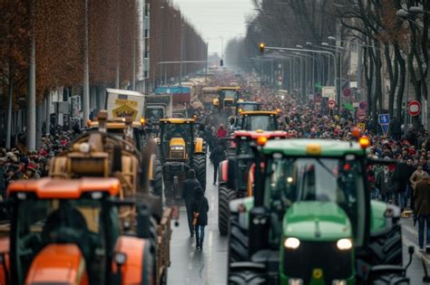 Premium Photo Farmers Strike On Tractors Protest Of Tractor Drivers