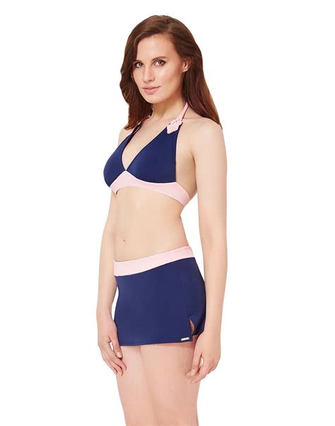 Buy Amante Navy Blue Padded Halter Bikini Top Swimwear Online