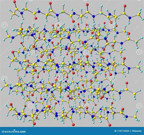 Fibroin Molecular Structure Isolated On Grey Background Stock