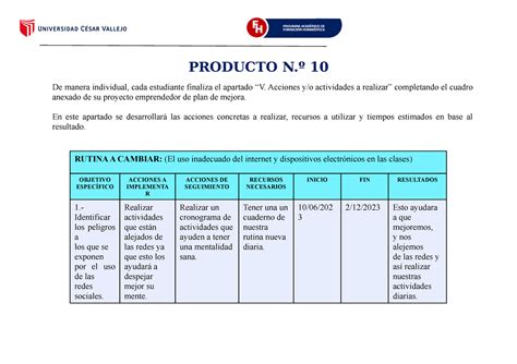 3º Indicaciones Producto Nº 10 Informe DE Proyecto Materiales De