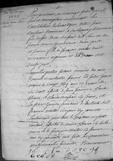 Brainans Notre Histoire 1752 05 21 Contrat De Mariage Jean BOISSARD