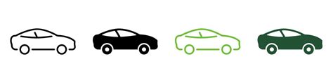 Vehicle Automobile Transportation Line And Silhouette Icon Set Car In